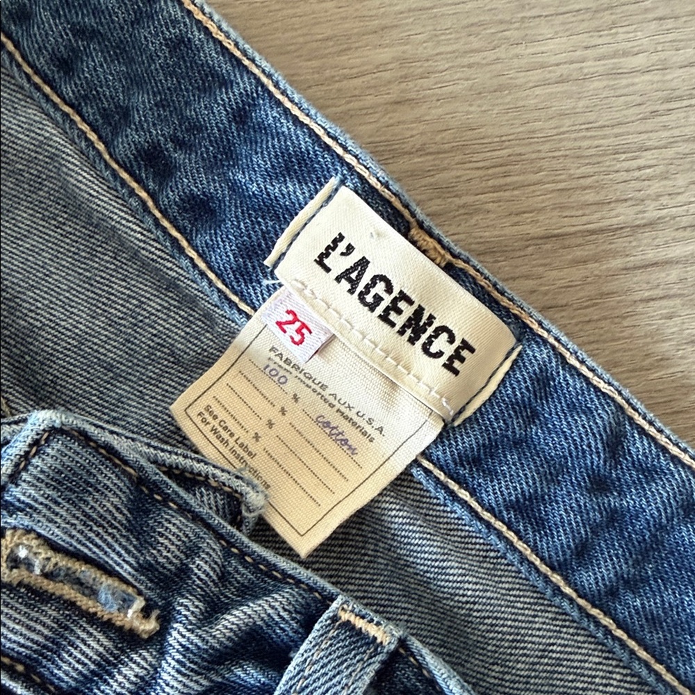 L'AGENCE Light Blue High-Rise Straight Leg Jeans - Picture 2 of 3